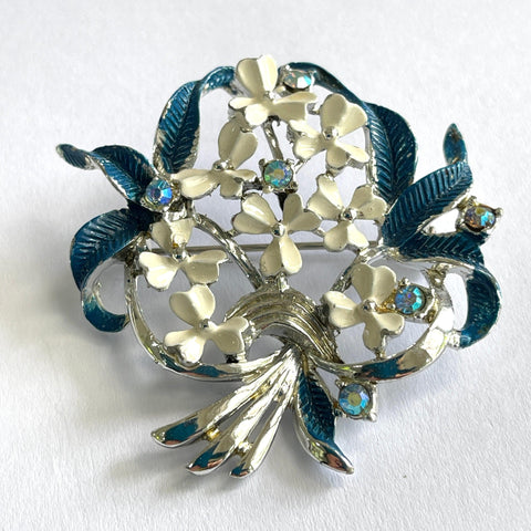 Floral Enamelled Vintage Brooch-Vintageonline-Vintage Online