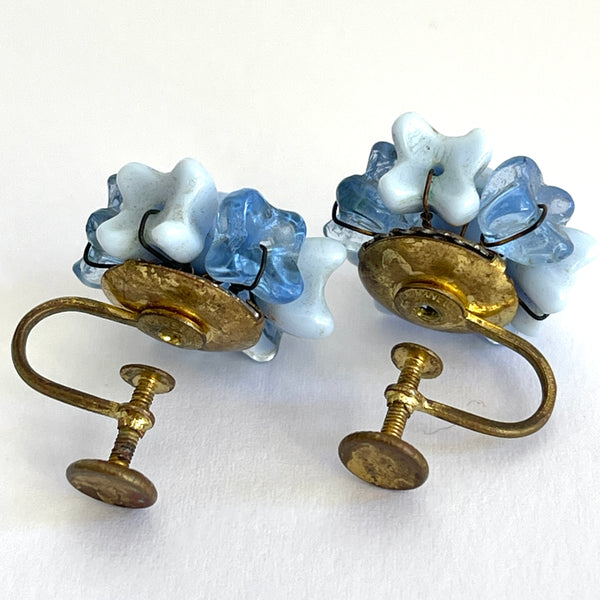 Floral Glass Vintage Bead Necklace and Earrings-Vintageonline-Vintage Online