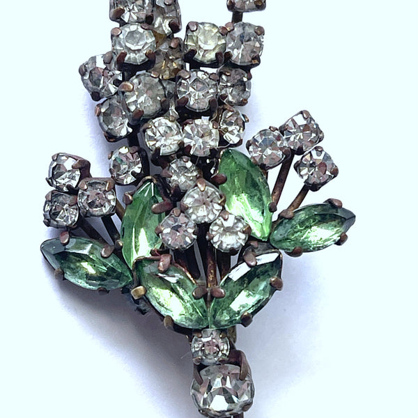 Floral Spray Rhinestone Vintage Brooch-Vintageonline-Vintage Online