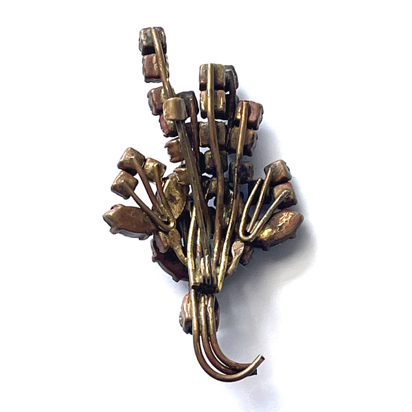 Floral Spray Rhinestone Vintage Brooch-Vintageonline-Vintage Online