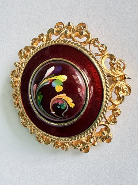 Florenza 1970's Vintage Enamelled Brooch-Vintageonline-Vintage Online