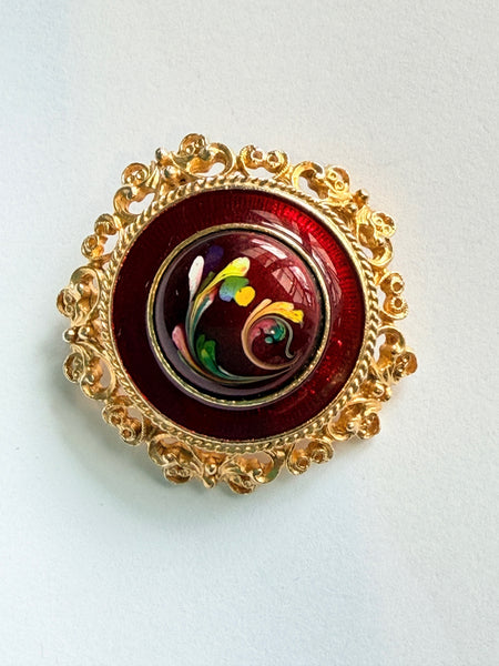 Florenza 1970's Vintage Enamelled Brooch-Vintageonline-Vintage Online