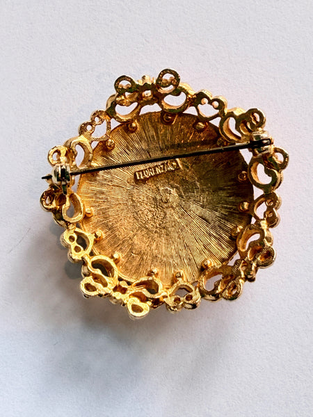 Florenza 1970's Vintage Enamelled Brooch-Vintageonline-Vintage Online