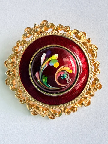 Florenza 1970's Vintage Enamelled Brooch-Vintageonline-Vintage Online