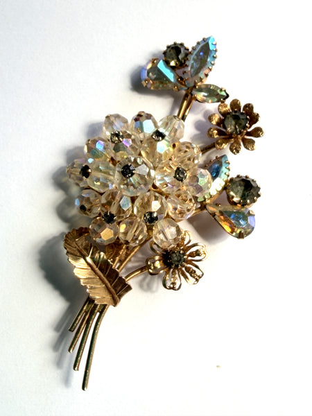 Flower Bouquet Vintage Gold tone Brooch attributed to Vendome-Vintageonline-Vintage Online