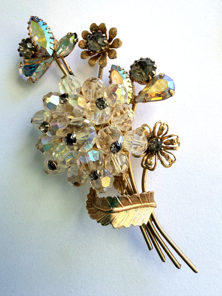 Flower Bouquet Vintage Gold tone Brooch attributed to Vendome-Vintageonline-Vintage Online