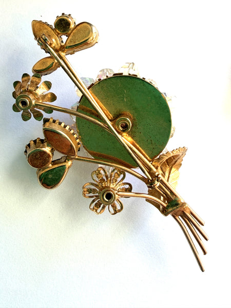 Flower Bouquet Vintage Gold tone Brooch attributed to Vendome-Vintageonline-Vintage Online