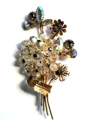 Flower Bouquet Vintage Gold tone Brooch attributed to Vendome-Vintageonline-Vintage Online