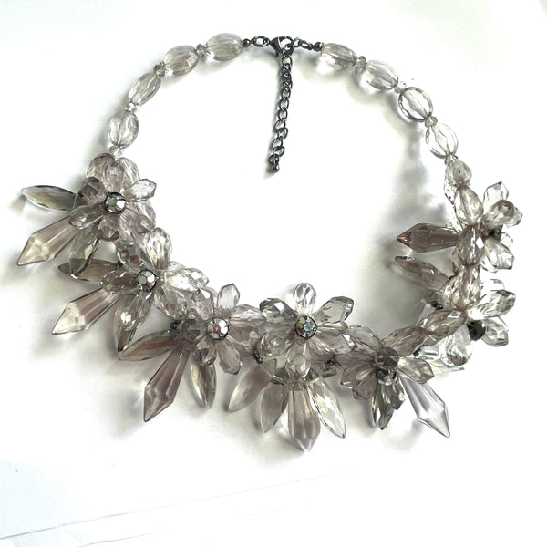 Flower Head Clear Acrylic Necklace-Vintageonline-Vintage Online