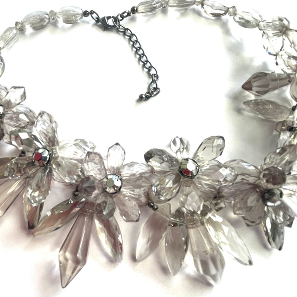 Flower Head Clear Acrylic Necklace-Vintageonline-Vintage Online