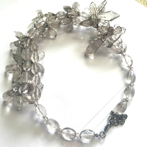 Flower Head Clear Acrylic Necklace-Vintageonline-Vintage Online