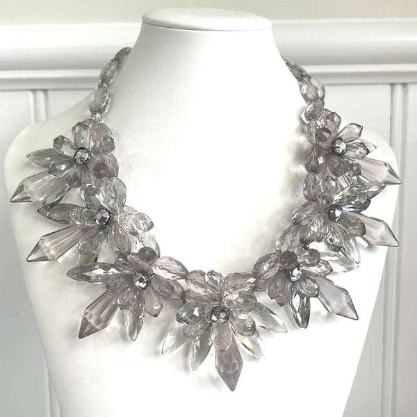 Flower Head Clear Acrylic Necklace-Vintageonline-Vintage Online