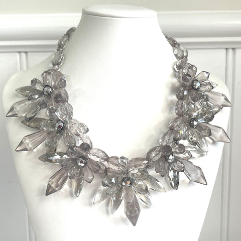 Flower Head Clear Acrylic Necklace-Vintageonline-Vintage Online