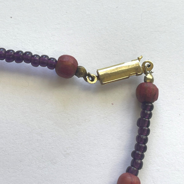 Flower Leaf and Bead Vintage Choker Style Necklace-Vintageonline-Vintage Online