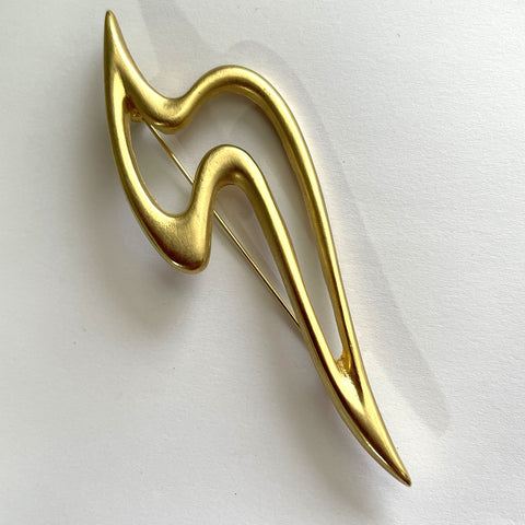 Free form Contemporary Gold tone Brooch-Vintageonline-Vintage Online