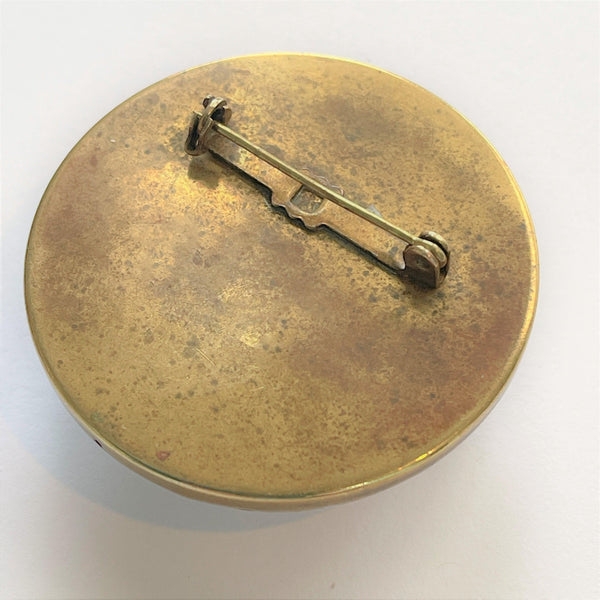 French Domed Glass Vintage Harness Racing Image Brooch-Vintageonline-Vintage Online