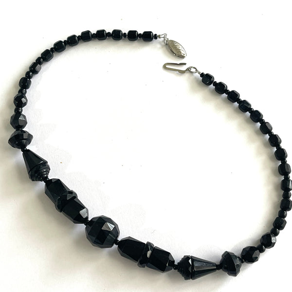 French Jet Choker Style Vintage Necklace-Vintageonline-Vintage Online