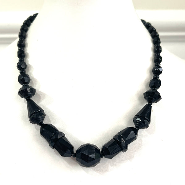 French Jet Choker Style Vintage Necklace-Vintageonline-Vintage Online