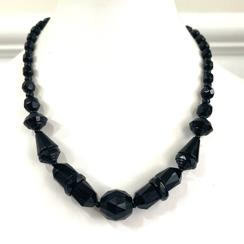 French Jet Choker Style Vintage Necklace-Vintageonline-Vintage Online