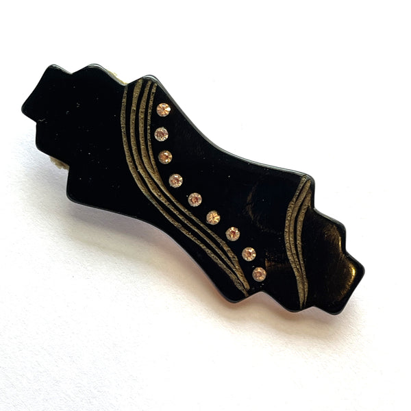 French Lucite Rhinestone Mid Century Brooch-Vintageonline-Vintage Online