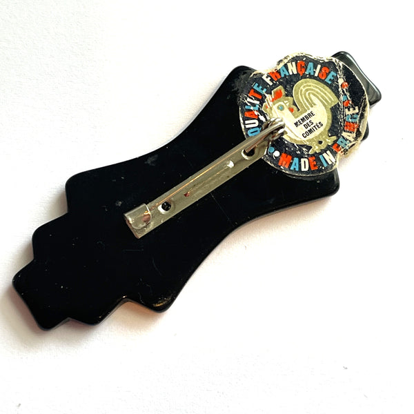 French Lucite Rhinestone Mid Century Brooch-Vintageonline-Vintage Online