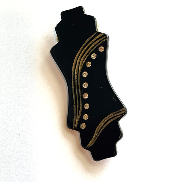 French Lucite Rhinestone Mid Century Brooch-Vintageonline-Vintage Online