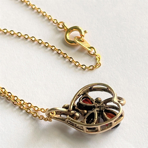 Garnet Set Gold Pendant and Chain-Vintageonline-Vintage Online