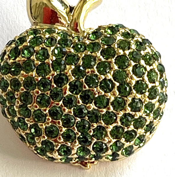Givenchy 1990's Vintage Rhinestone Apple Brooch-Givenchy-Vintage Online