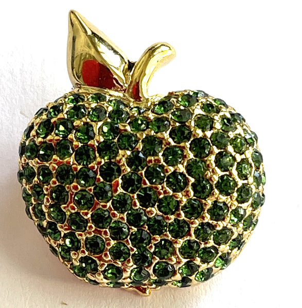 Givenchy 1990's Vintage Rhinestone Apple Brooch-Givenchy-Vintage Online