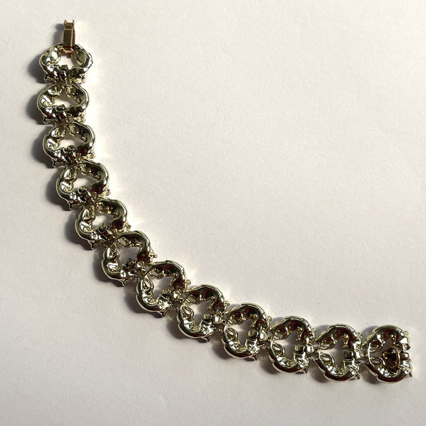 Gold tone Red Rhinestone Vintage Bracelet-Vintageonline-Vintage Online