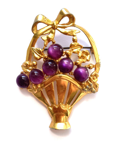 Golden basket Vintage brooch-Vintageonline-Vintage Online