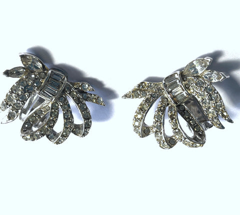 Gorgeous Pell USA Rhinestone Bow Earrings-PELL NY-Vintage Online