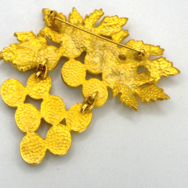 Grapes & Vine Vintage 90's Gold tone Large Brooch-Vintageonline-Vintage Online