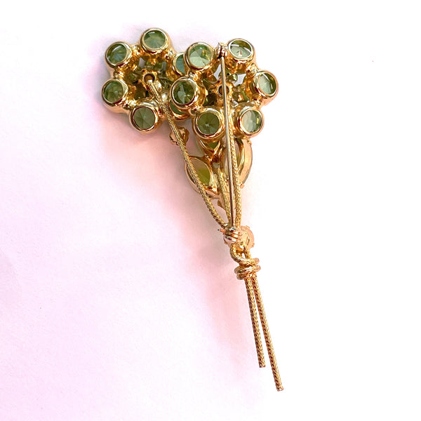 Green Rhinestone Floral Brooch-Vintage Online-Vintage Online