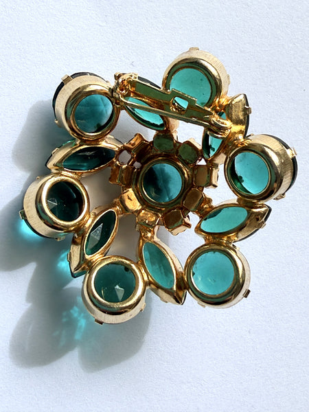 Green Rhinestone Vintage Brooch-Vintage Online-Vintage Online