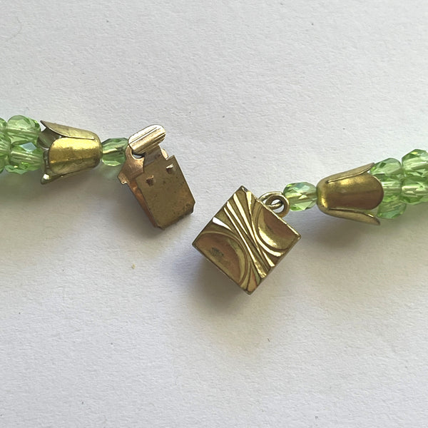 Green crystal Triple Twist Choker Style Vintage Necklace-Vintageonline-Vintage Online