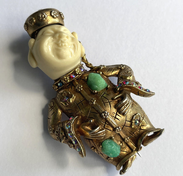 HAR Vintage Smiling Asian Man Brooch 1960's-HAR NEW YORK-Vintage Online