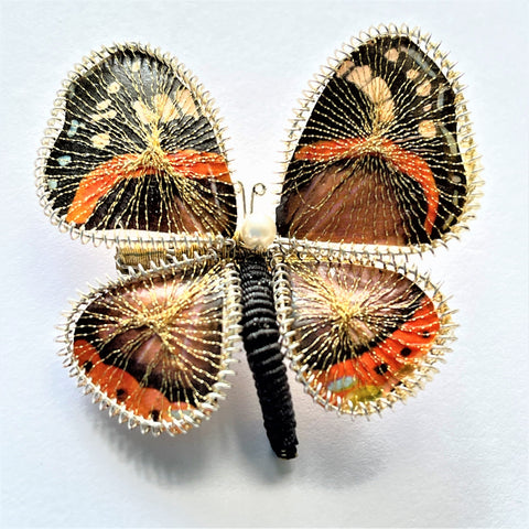 Hand Crafted Butterfly Brooch With Pearl-Vintageonline-Vintage Online