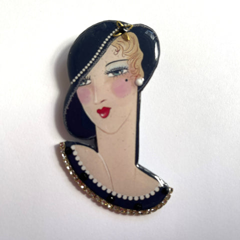 Hand Made Vintage Lady Head Broochy-Cat Walk Buttons UK-Vintage Online