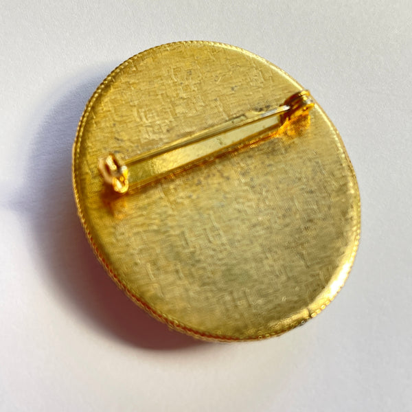 Hand Painted Porcelain Floral Brooch-Vintageonline-Vintage Online