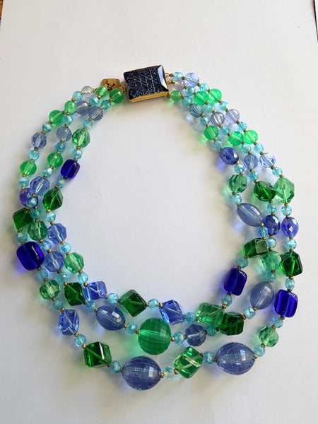 Hattie Carnegie Vintage Couture Triple Strand Mid Century Necklace-Hattie Carnegie-Vintage Online