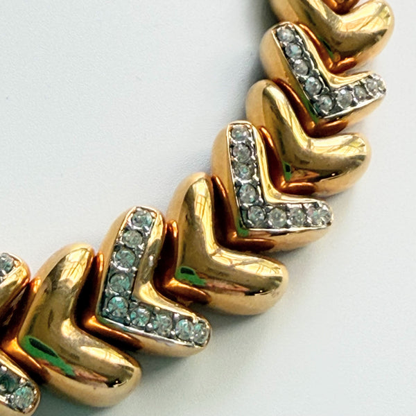 Heart Rhinestone Link Vintage 90's Bracelet-Vintageonline-Vintage Online