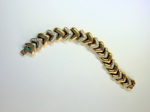 Heart Rhinestone Link Vintage 90's Bracelet-Vintageonline-Vintage Online