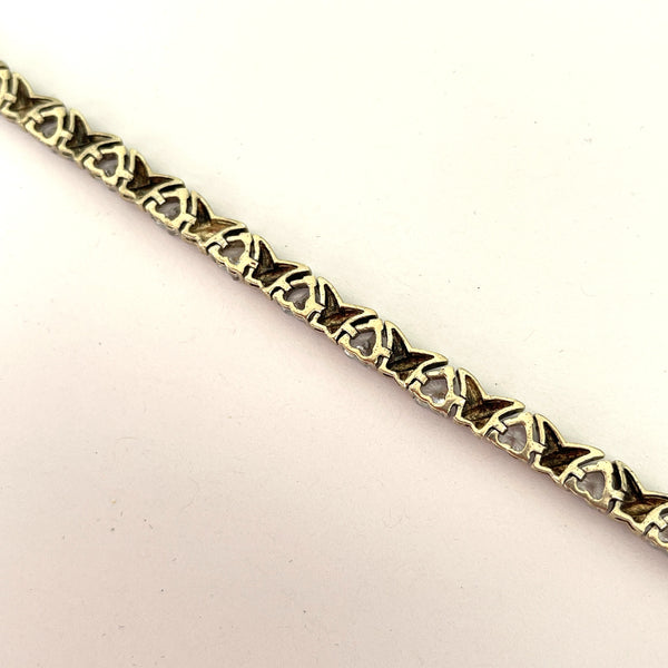 Heart Shaped Cubic Zirconia Set in Gold Plated Sterling Silver Bracelet-Vintageonline-Vintage Online