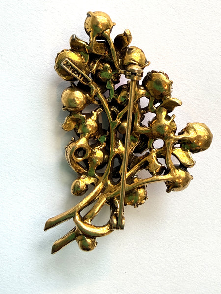 Hollycraft 1950's Vintage Floral Rhinestone Bouquet Brooch-Hollycraft USA-Vintage Online