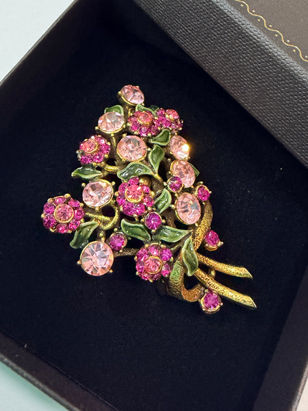 Hollycraft 1950's Vintage Floral Rhinestone Bouquet Brooch-Hollycraft USA-Vintage Online