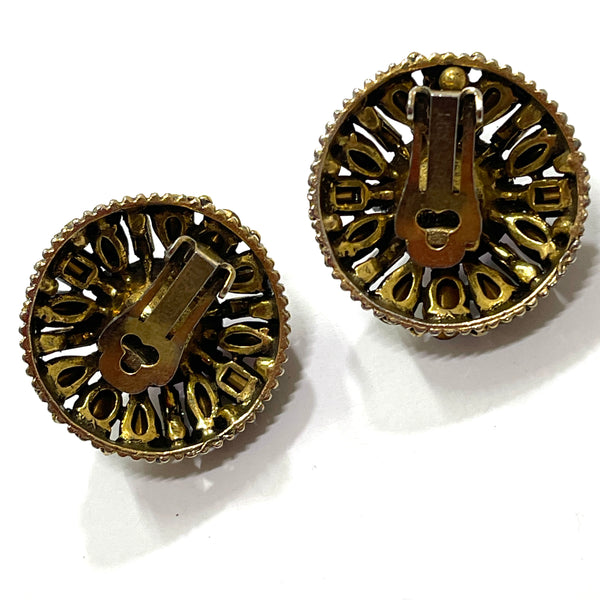 Hollycraft 1955 Coloured Rhinestone Brooch Pin and Matching Earrings Set-Hollycraft USA-Vintage Online
