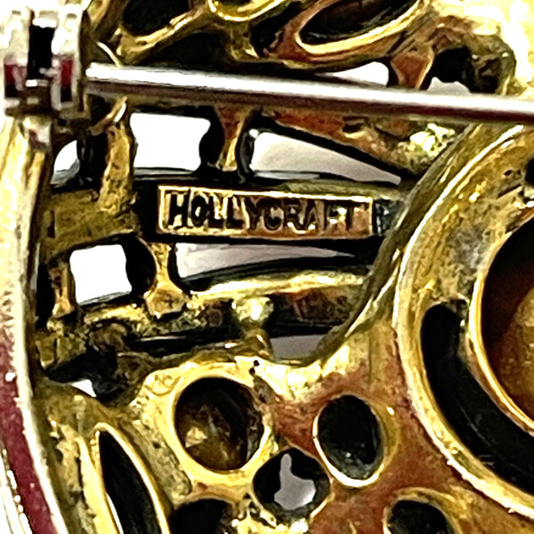 Hollycraft 1955 Coloured Rhinestone Brooch Pin and Matching Earrings Set-Hollycraft USA-Vintage Online