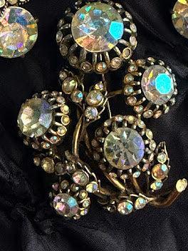 Hollycraft 1955 Demi Parure Aurora Borealis Brooch & Earrings-Hollycraft USA-Vintage Online