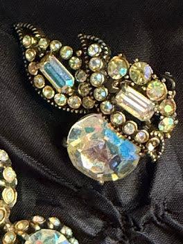 Hollycraft 1955 Demi Parure Aurora Borealis Brooch & Earrings-Hollycraft USA-Vintage Online
